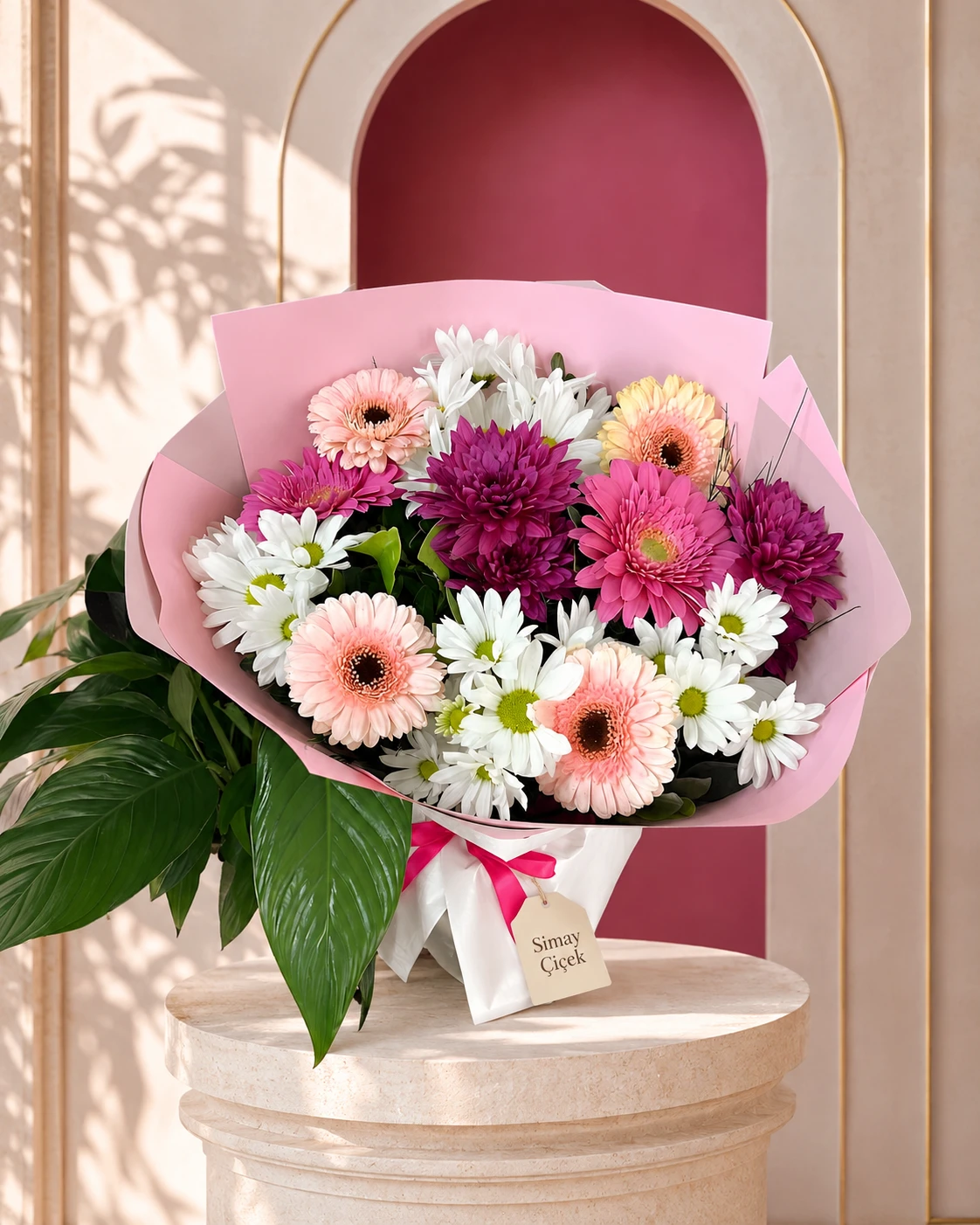 Bahar Işıltısı Pembe Gerbera Buketi